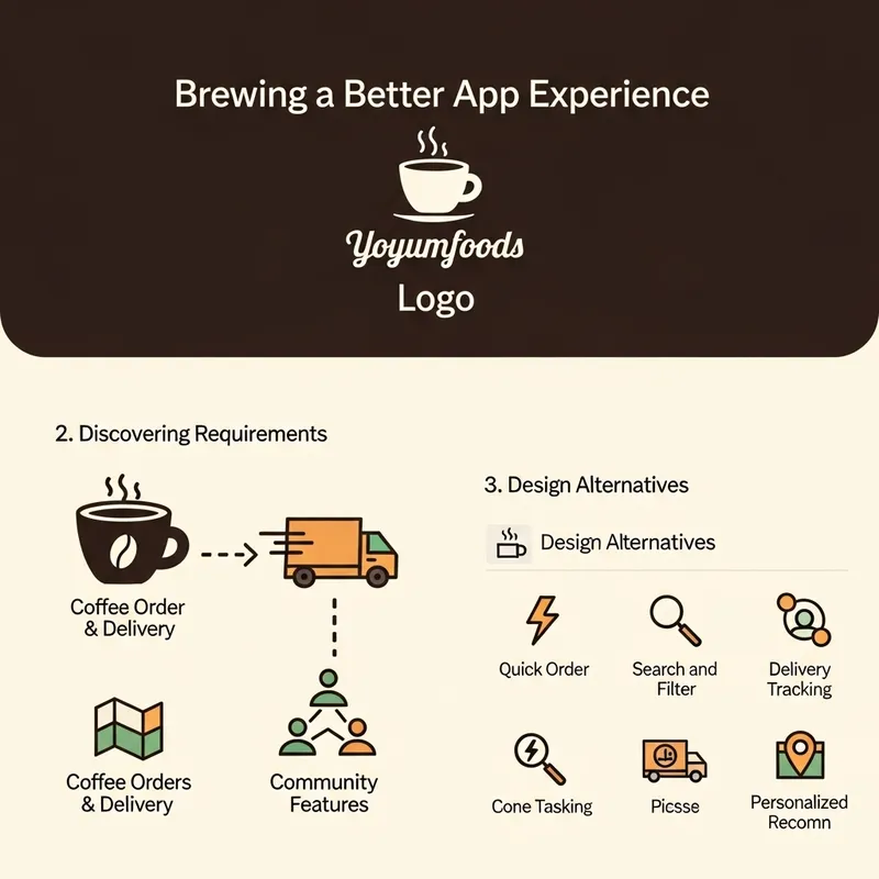 Yoyumfoods Coffee Shop Mobile App (Community) Design Analysis Infographic