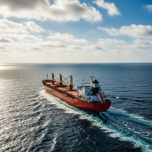 Cargo Ship Sailing in the Open Sea