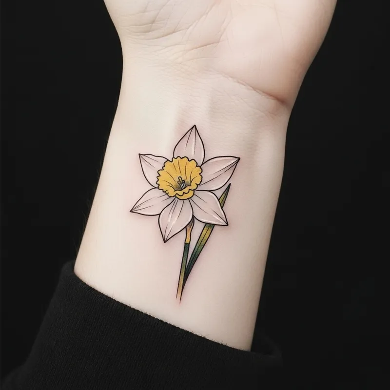 Minimal Narcissus Wrist Tattoo Design