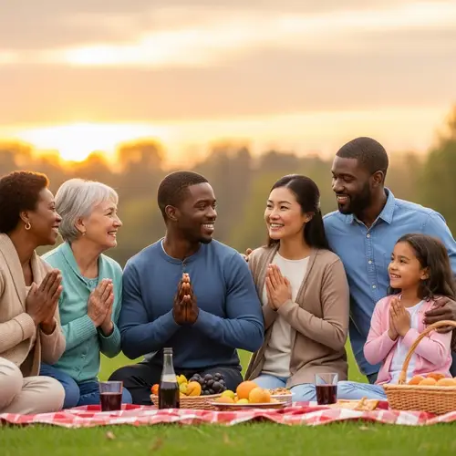 Heartwarming Family Picnic: Gratitude & Respect Amidst Sunset