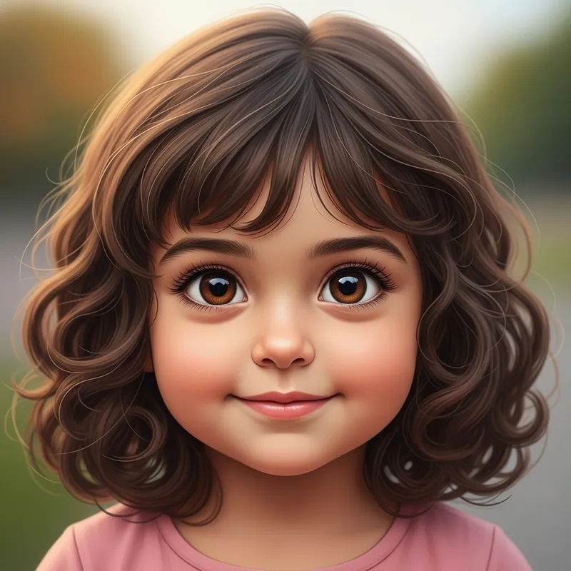 Medium Length Curly Hair Girl of Middle-Eastern Descent | Brown Eyes & Button Nose. Medium Length Curly Hair Girl of Middle-Eastern Descent | Brown Eyes & Button Nose.