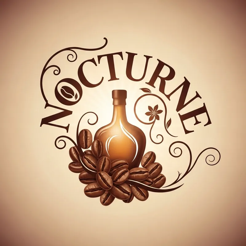 Coffee Liqueur Logo Design | Rich Coffee Bean & Liquor Bottle