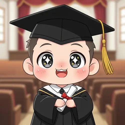 Adorable Chibi Graduate Character with Diploma