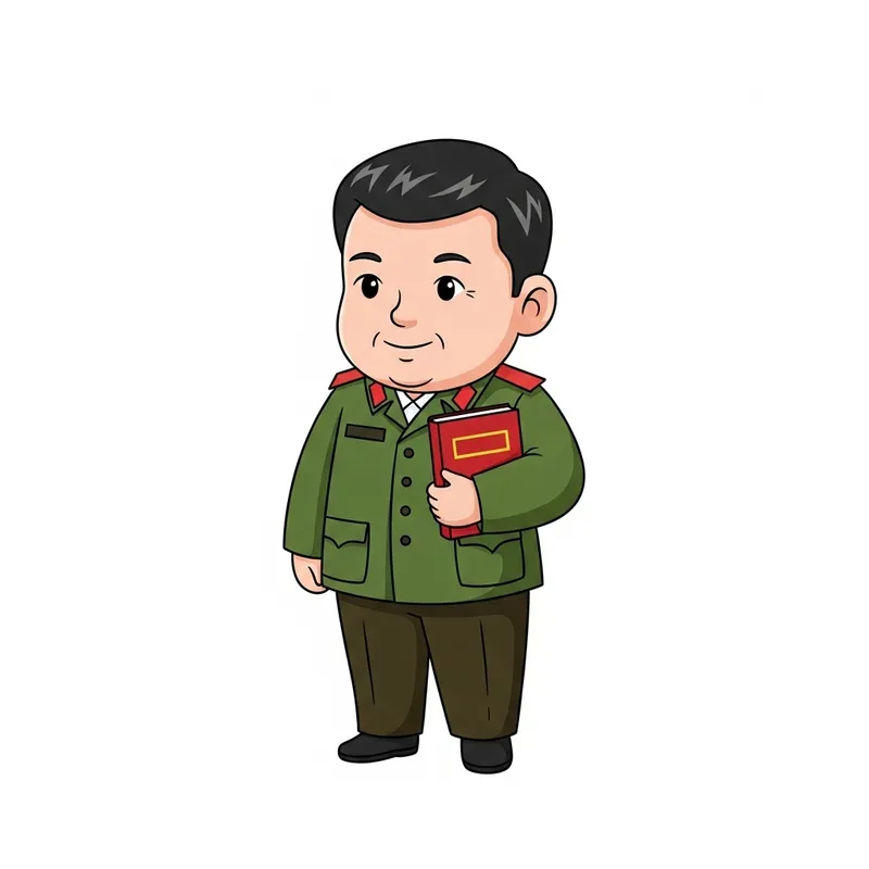 Cartoon Illustration of Lei Feng - Selfless Public Figure
