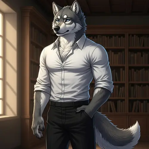 Anthropomorphic Wolf Character with Grey Fur | Wisdom and Strength