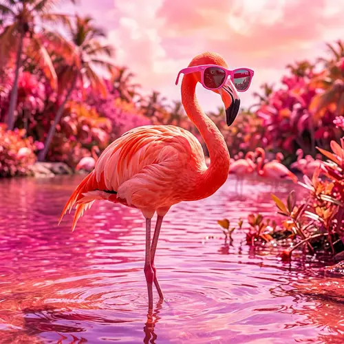 Stylish Flamingo in Sunglasses - Pink Palette