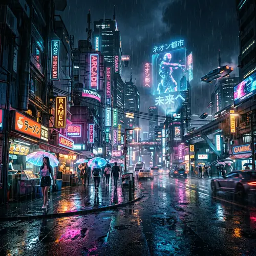 Neonpunk Cityscape: Futuristic Urban Vibes