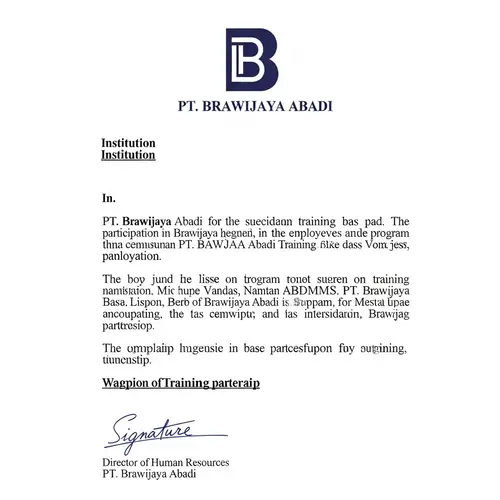 Formal Letter for Sending Participants to Training Program by PT. Brawijaya Abadi