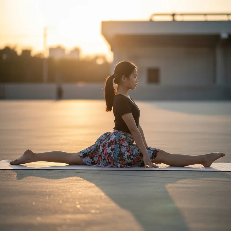 Girl Practising Splits - Flexibility and Focus