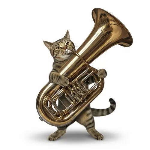 Adorable Cat Playing a Tuba: A Whimsical Scene
