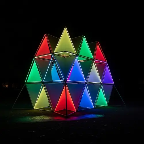Neon RGB LED Artistic Structure - Vibrant 3D Triangles