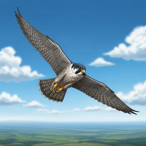 Graceful Falcon Soaring High in Azure Sky