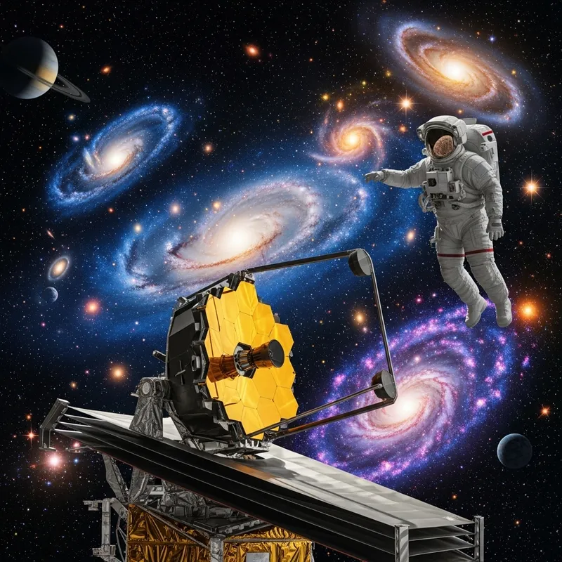 Vibrant Galaxies and Webb Telescope in Cosmic Space