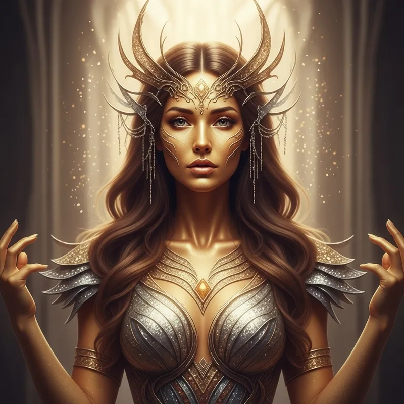 Majestic Golden-Skinned Alien Goddess: Divine Beauty & Power