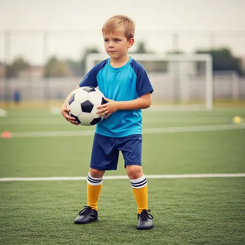 Passionate Young Football Enthusiast on Green Field
