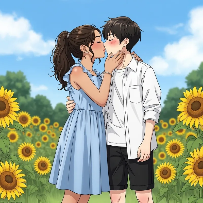 Innocent Kisses: A Sweet Moment Between Young Friends