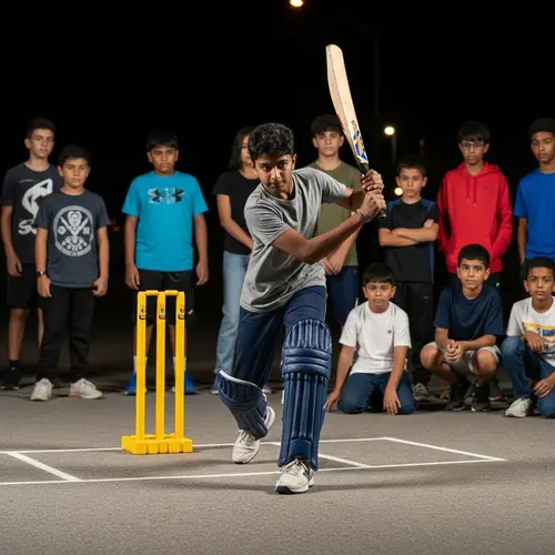 Late-Night Street Cricket: Fierce Competition with Cultural Diversity