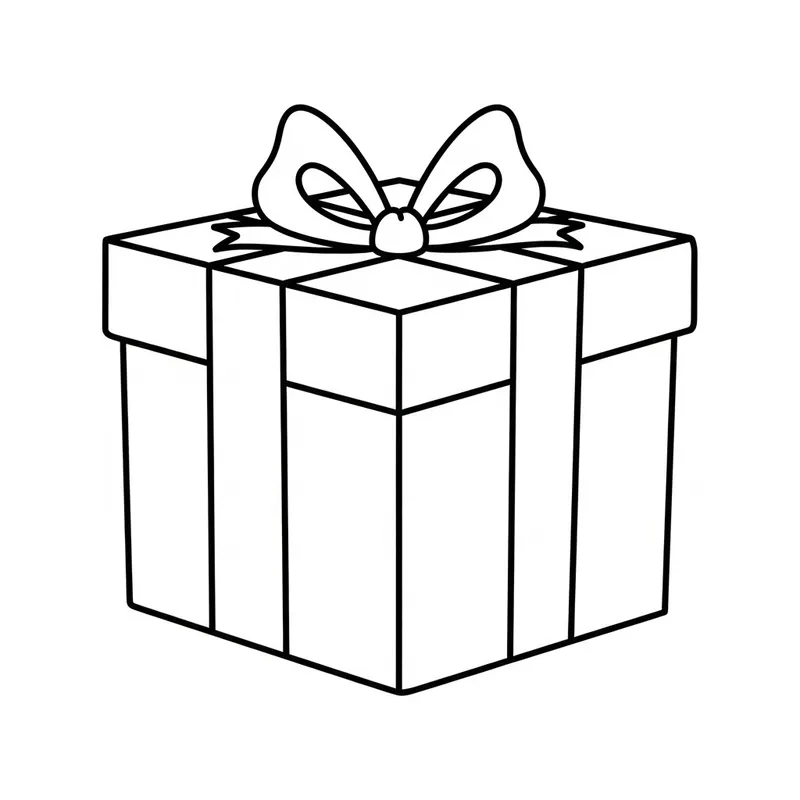 Simple Line Art Gift Box for Kids Coloring
