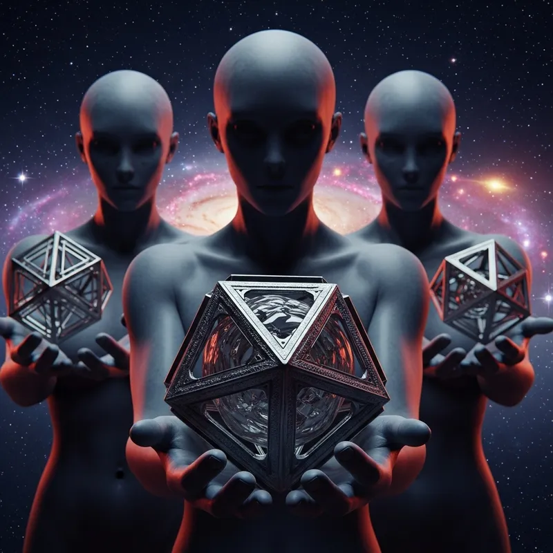 DMT Beings Holding Liquid Metal Geometric Shapes: Cosmic Evolution DMT Beings Holding Liquid Metal Geometric Shapes: Cosmic Evolution