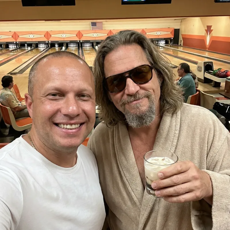 Selfie with The Dude: Ultra-Realistic 8K Capture Selfie with The Dude: Ultra-Realistic 8K Capture