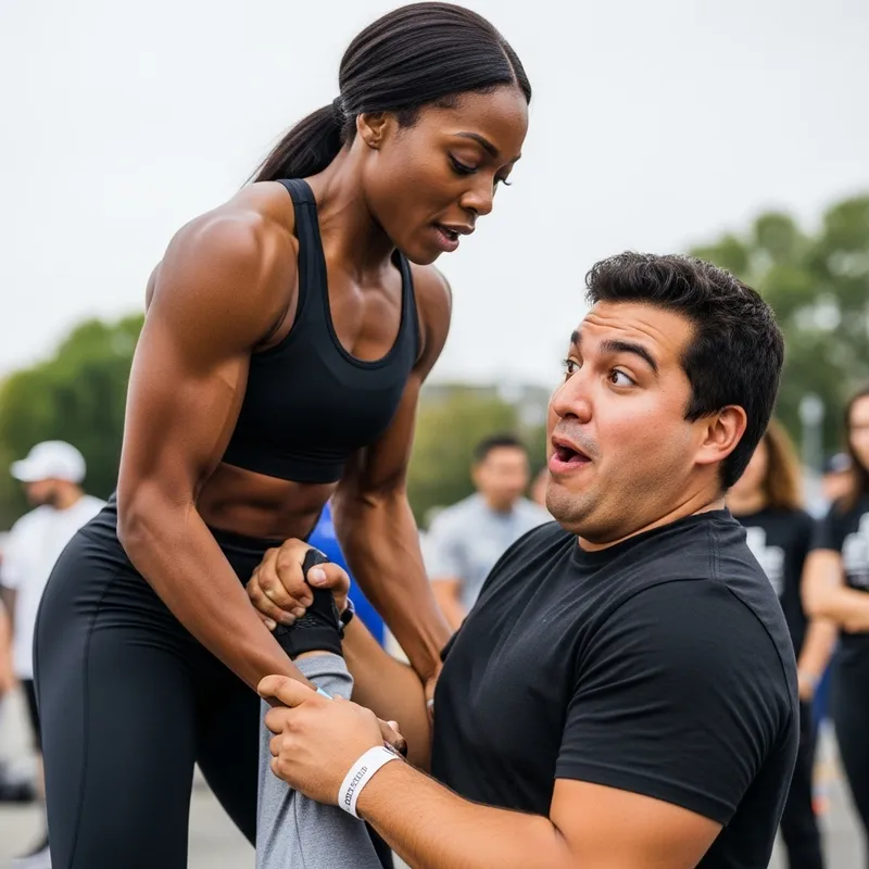 Woman Surprises by Lifting Larger Man - Strength Contest Image