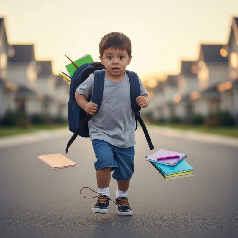 Panicked Boy Running Late to School | Back to School Scene Panicked Boy Running Late to School | Back to School Scene