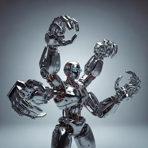 Intricate Robot with Three Mechanical Arms | Futuristic Design