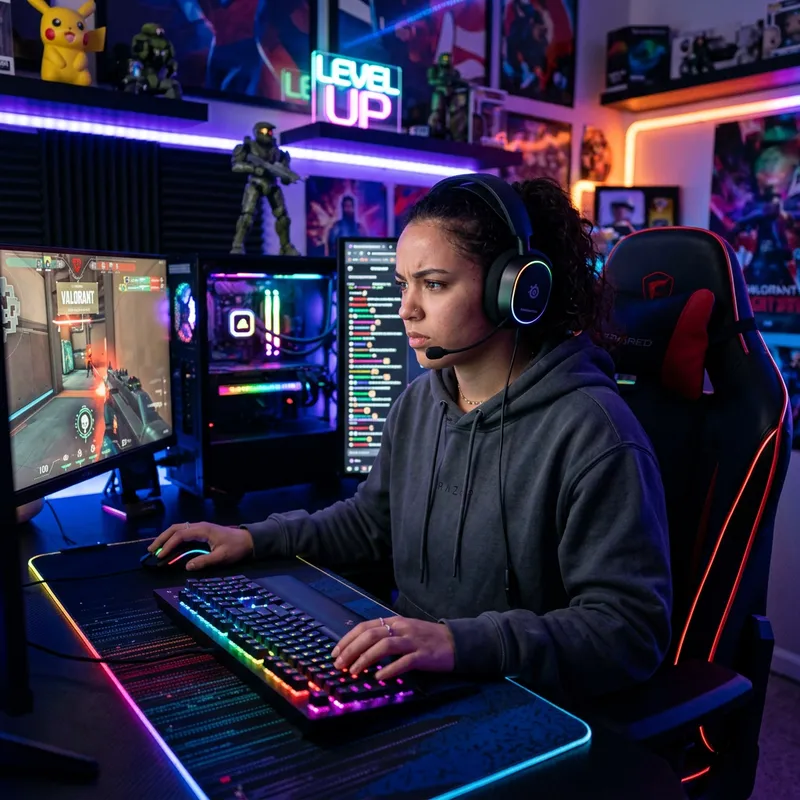 Ultimate Gaming Setup Portrait with RGB Lighting