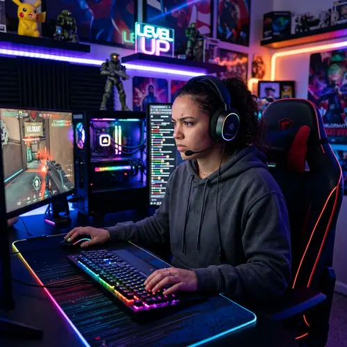 Ultimate Gaming Setup Portrait with RGB Lighting