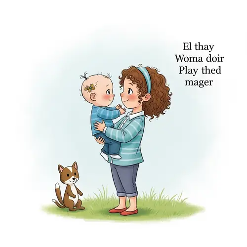 Charming Children's Book Illustration: Play Sister and Baby Embrace