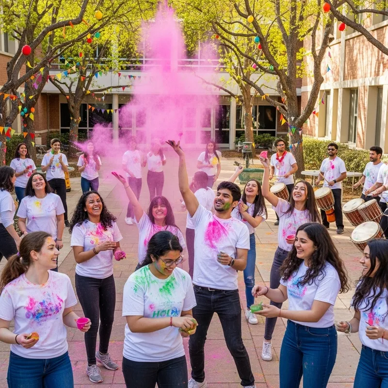 Colorful Holi Festivities at College - Joyful Celebration Colorful Holi Festivities at College - Joyful Celebration