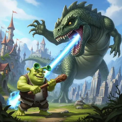 Dinosaur vs Shrek
