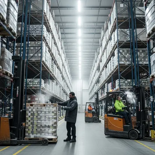 Efficient Refrigerated Warehouse Operations | Industrial Scene