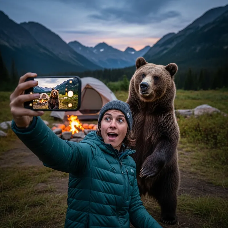 Selfie with Bear in the Mountains | Adventure