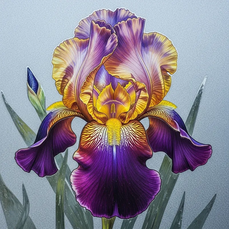 Iris Flower Frost Pattern - Winter Glass Design