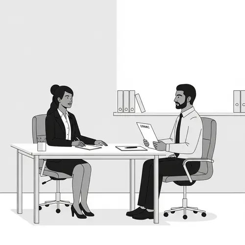 Minimalist Job Interview Scene: Professional Discussion
