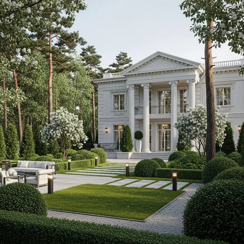 Neoclassical House with Beautiful Yard