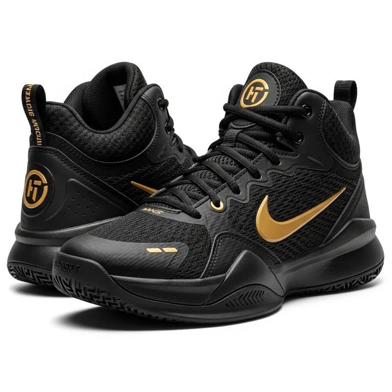 Black and Gold Basketball Sneakers for Performance