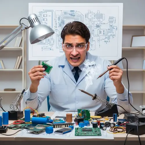 Dedicated Electronics Engineer Crafting Innovation Late into the Night