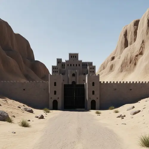 Gloomy Castle in the Desert: Ominous Ambiance Amid Stark Contrast