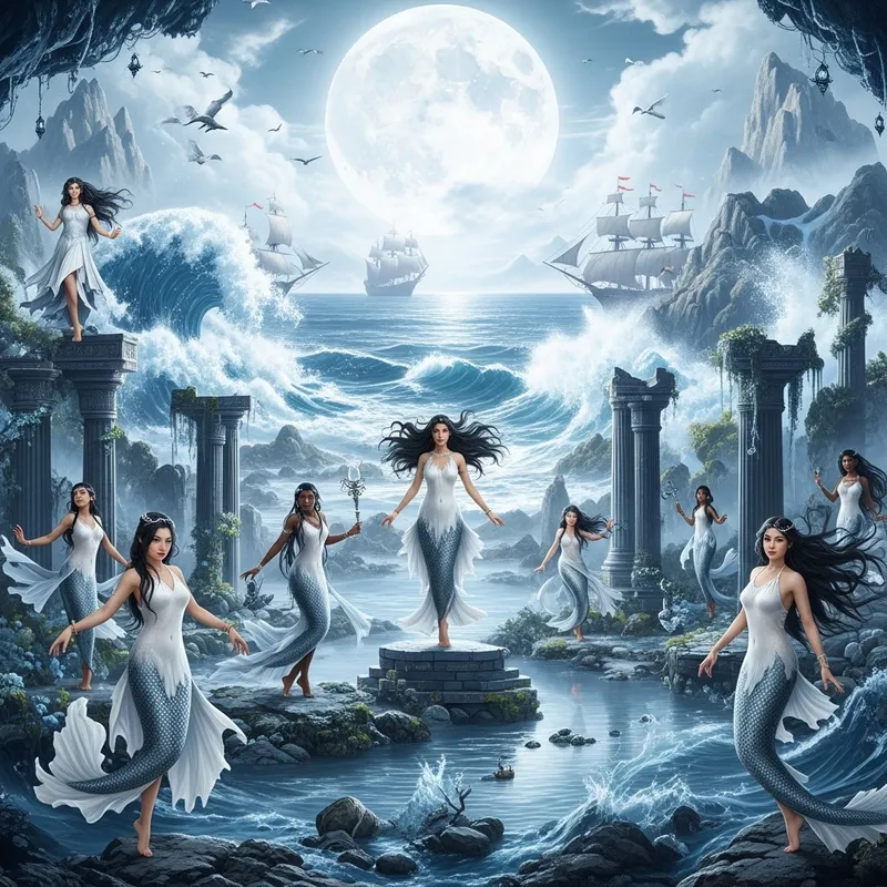 Moonlit Mystical Land: Enchanting Eastern Seascapes