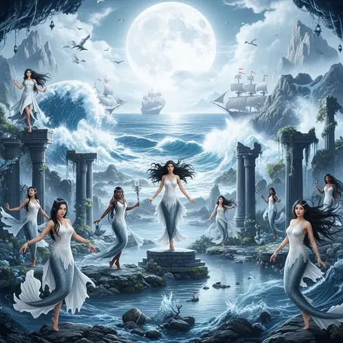 Moonlit Mystical Land: Enchanting Eastern Seascapes