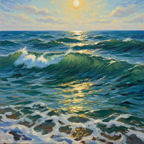 Impressionist Ocean Art | Vibrant Brushstrokes & Wave Motions
