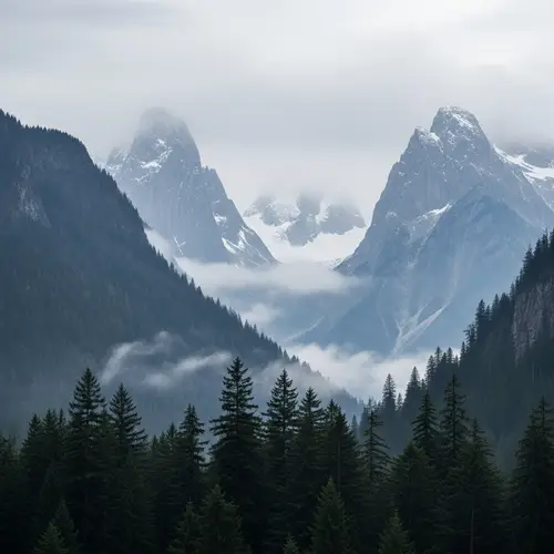 Majestic Foggy Mountain Landscape | Nature Serenity View