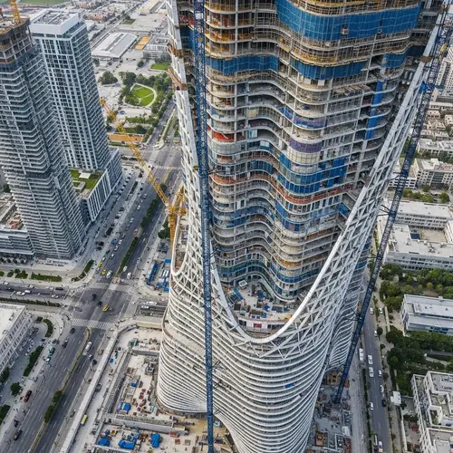 Futuristic Building Under Construction: A Drone's Eye View