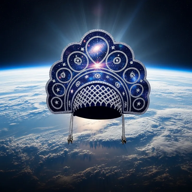 Cosmic Kokoshnik: Traditional Headdress with Earth View