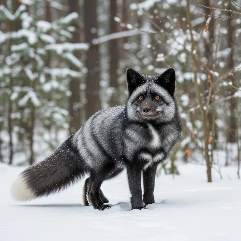 Majestic Silver Fox in Winter Forest | Wilderness Beauty Majestic Silver Fox in Winter Forest | Wilderness Beauty
