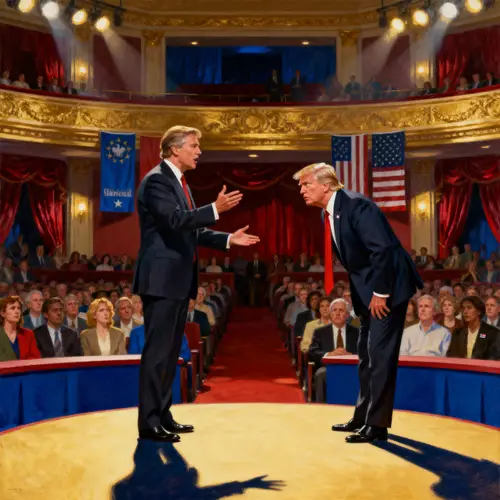 Dramatic Political Debate Scene: Power and Conflict