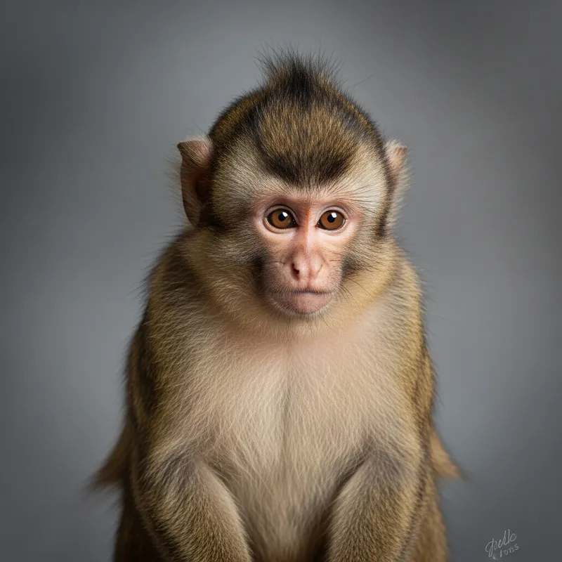Small Monkey with Comedic Hair | Yearbook-Inspired Portrait Small Monkey with Comedic Hair | Yearbook-Inspired Portrait