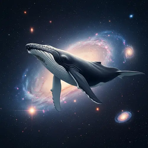 Majestic Humpback Whale Swimming in Cosmic Space